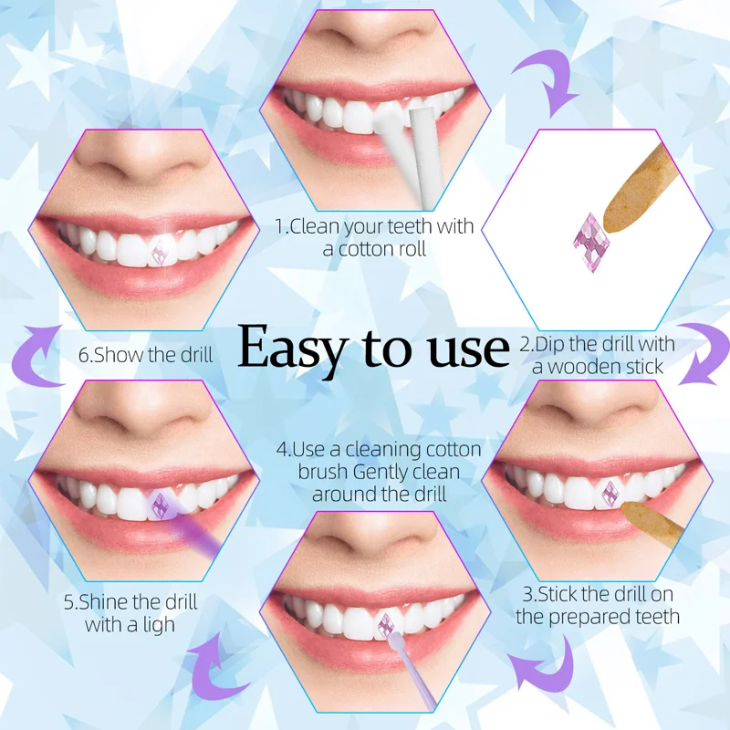 12 Grids Dental Tooth Gems Kit Tooth Gems Crystals Diamonds Horse Eyes, Butterflies, Hearts Various Shape Oral Decorations