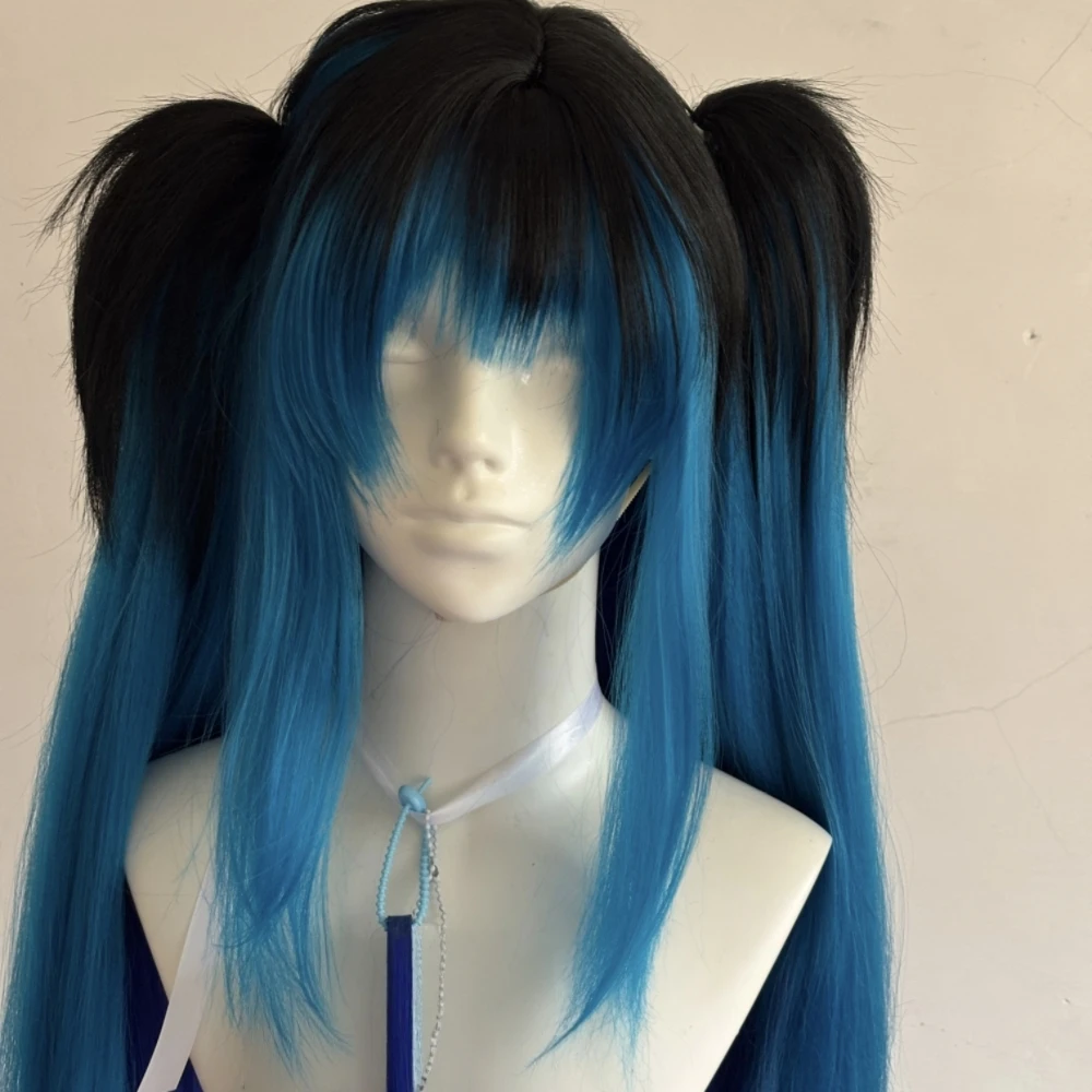 Anime Character Ameya Tami Cosplay Wig Gradient Color Tiger Clip Double Ponytail Rose Inner Net Heat Resistant Synthetic Fiber
