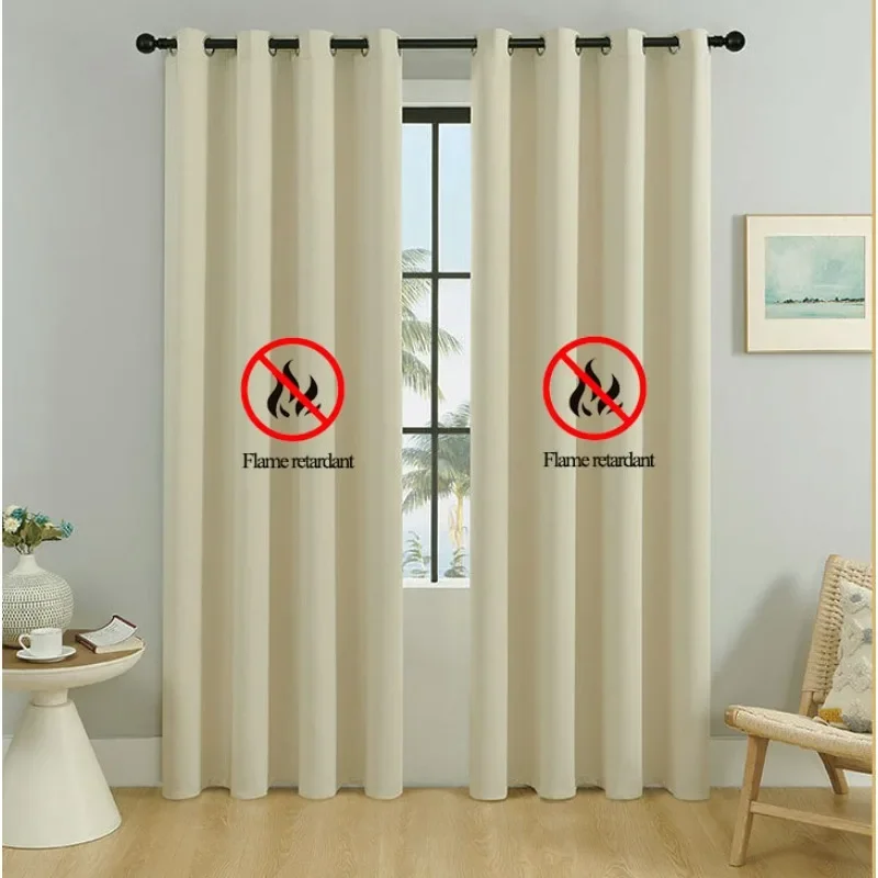 

1PC Flame Retardant Fireproof Blackout Curtains for Living Room Bedroom European Simple Hotel Window Safety Villa Customized