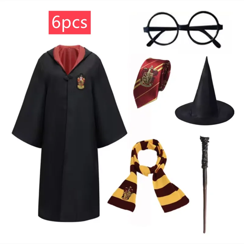 Anime Uniform Harris Slytherin Cloak Cosplay Costume Set Magic School Wizardry Clothing Cape Scarf Tie Glasses Hat Prop