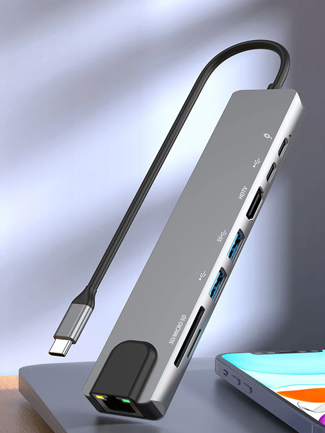 Notebook Computer Type-C All-in-One Docking Station, External USB Drive Hard Drive SD/TF Card Memory Card Multi-Interface Expans