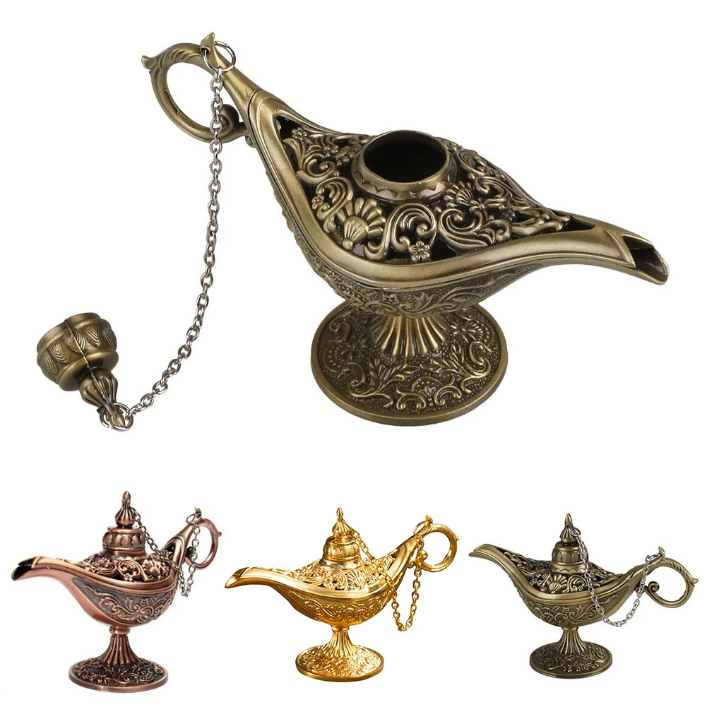 Aladdin Lamp Traditional Hollow Out Fairy Tale Magic Aladdin Wishing Lamp Tea Pot Vintage Retro Home Decoration Accessories 1PC