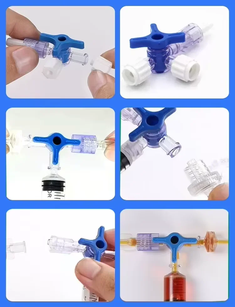 5PCS/10PCS/50PC Pet Sterile Kunststoff Medizinische Drei Weg Ventil Flow Control Luer Absperrhahn ventil Infusion Set Mit Männlich Lock Adapter – Detail 6