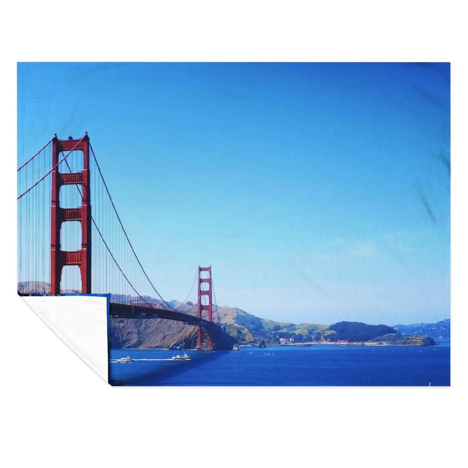 

Golden Gate Bridge Blue Sky Day Throw Blanket Plush funny gift Plaid Blankets