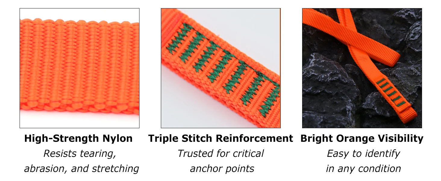9 km Nylon-Kletterschlinge, Läufer, 1–3 Stück, 16 mm, 22 kN Stärke, zum Schaukeln, Klettern, Abseilen, Montaineering, Verankerung, UIAA-zertifiziert – Detail 1