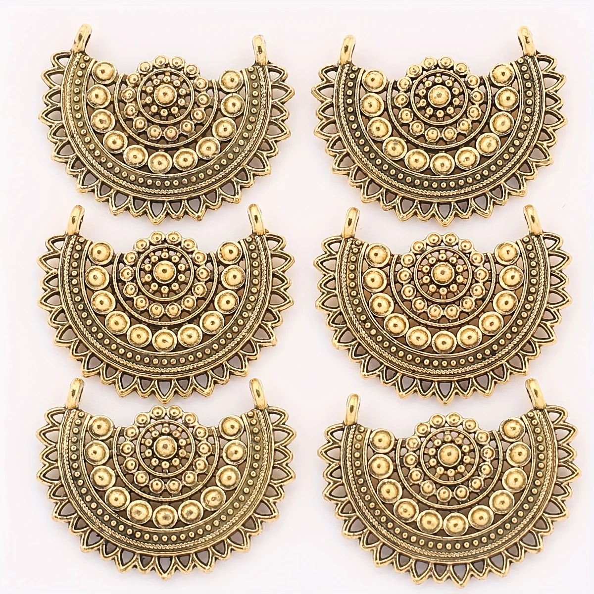 

Набор из 8 больших полукруглых подвесок в ретро-стиле, золотистые, из цинкового сплава, для праздничных украшений, персонализированные креативные подвески для серег и ожерелий