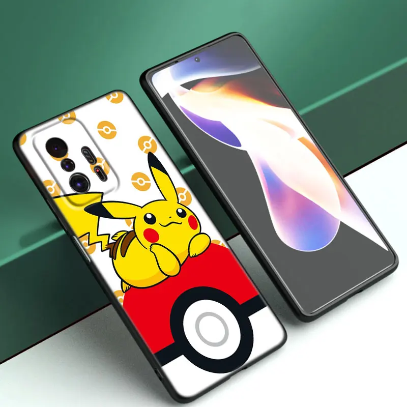 Funda de teléfono de Anime Pikachue p-pokemon para Xiaomi Mi 8 9 SE 10 10T 11 12 13 Lite 9T 11T 12S 12T 13 Pro 11i 12X, funda de silicona negra