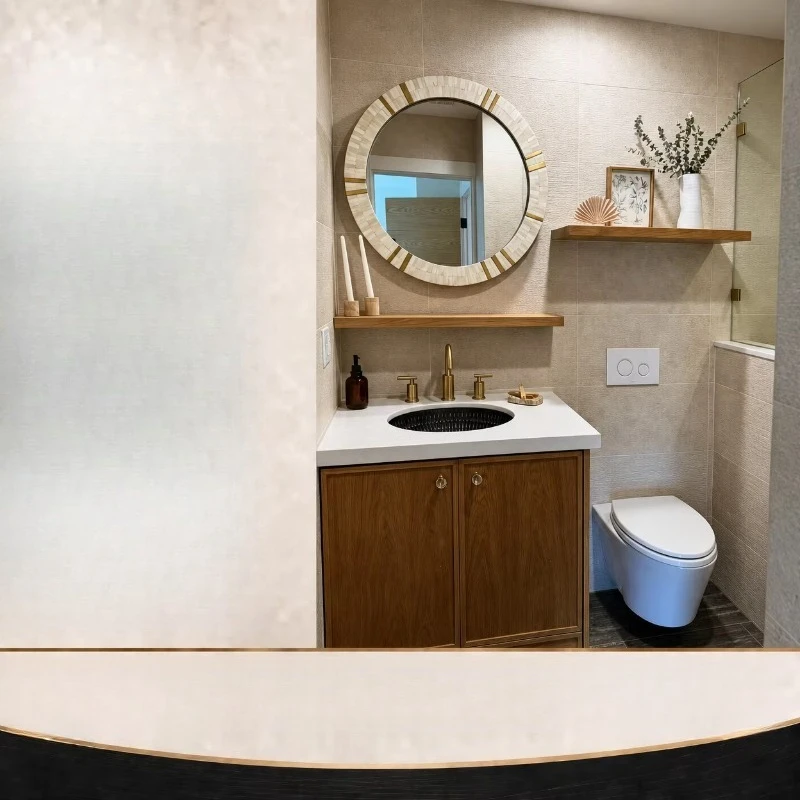 Heavy Duty Durable Luxury Marble Entire Bathroom Set Wall Mounted Mirror Lighting Vanity Smart Toilet (Suitable for Construction