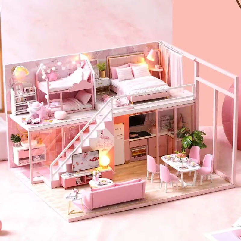 Handgemaakte doe-het-zelf huisje modelbouw, montage, puzzelspeelgoed groothandel, verjaardagscadeaus geven