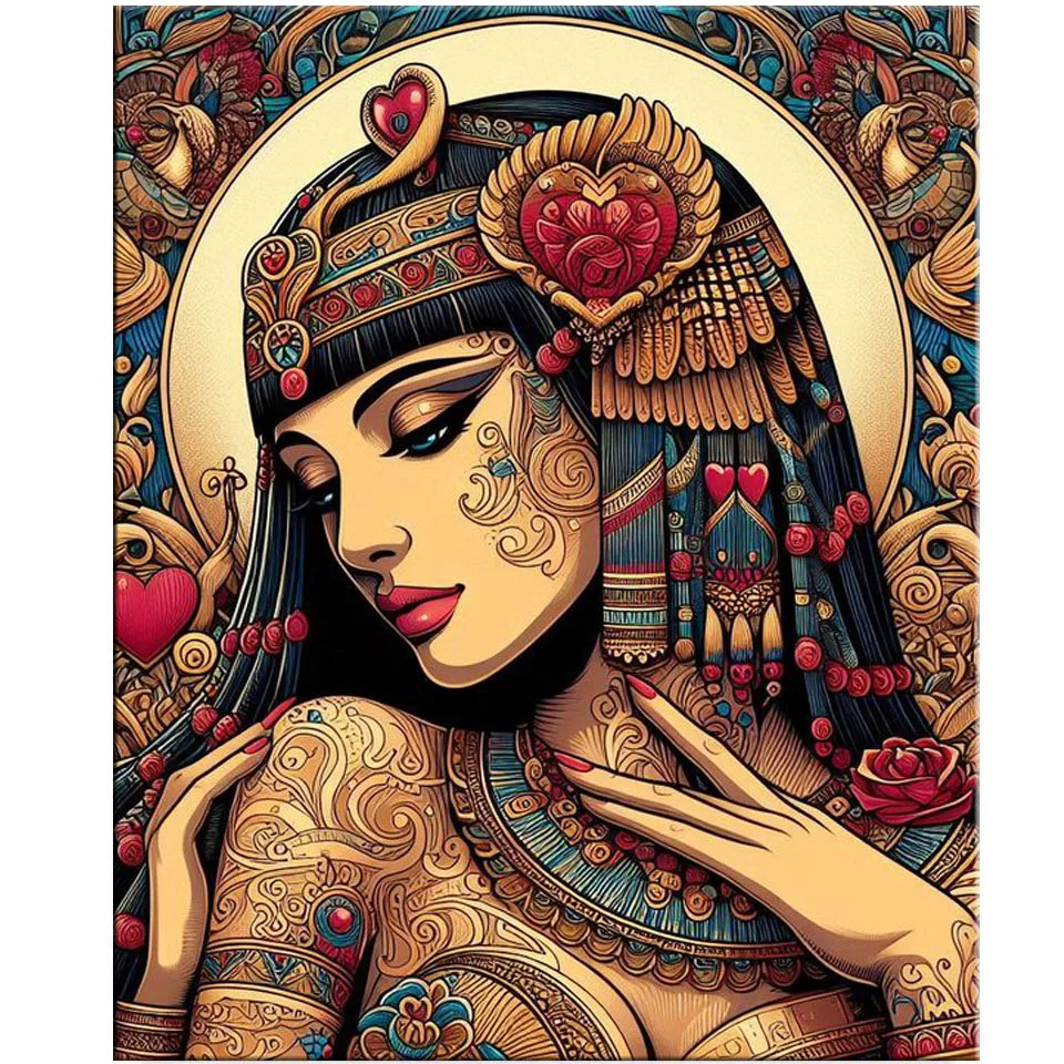

Cleopatra Beauty Diamond Painting Kits Ancient Egyptian Woman Full Square Round Diamond Mosaic Portrait Embroidery Home Decor