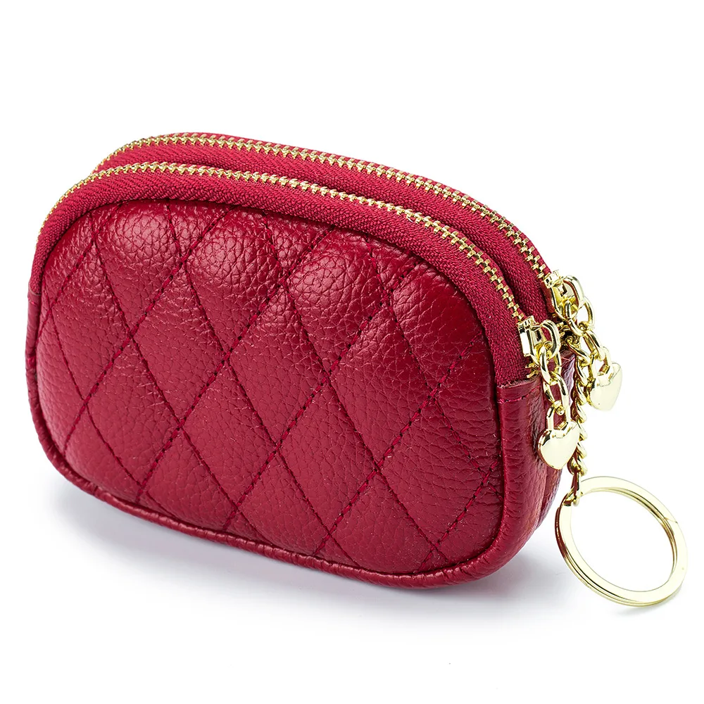 

Genuine Leather Women Wallet Female Purse Card Holder Coin Purse Fashion Zipper Keychain Clutch Bag Short Wallets Small Purse