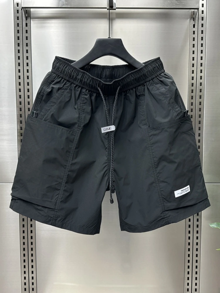 

Мужские летние тонкие брюки-карго свободного кроя, повседневные прямые брюки, молодежные, с завышенной талией