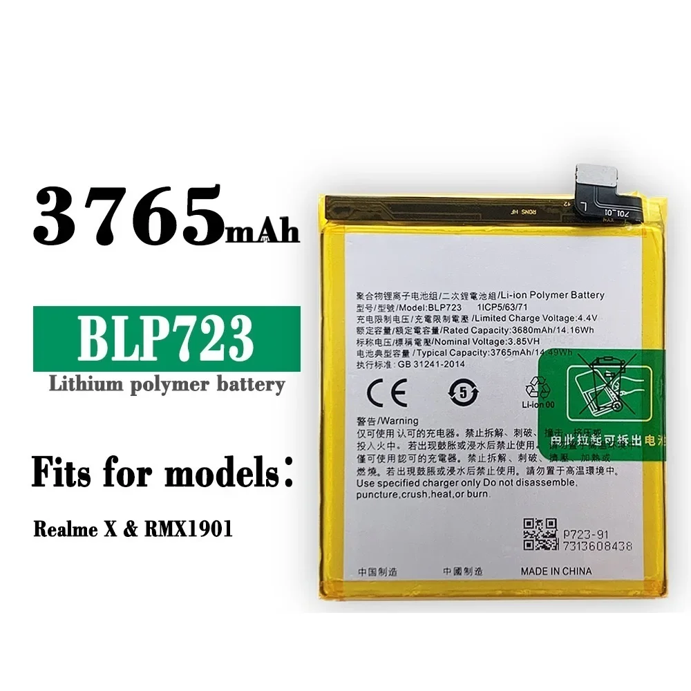 

New 3765mAh BLP723 Replacement Battery For Realme X RMX1901 Mobile Phone Battery Bateria + FREE TOOLS