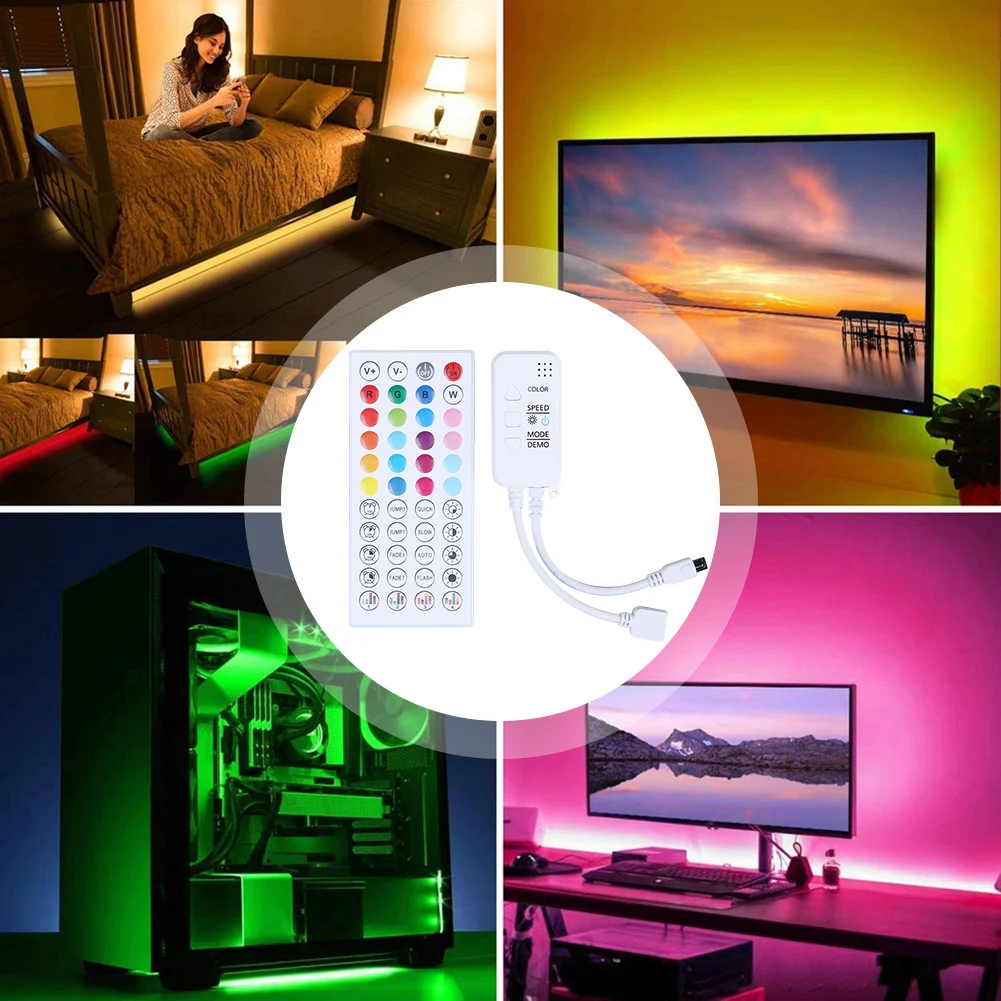 Controller LED compatibile con Bluetooth Music Sync Controller LED RGB telecomando IR a 24/44 tasti per strisce RGB 12V 5050 3528 5630