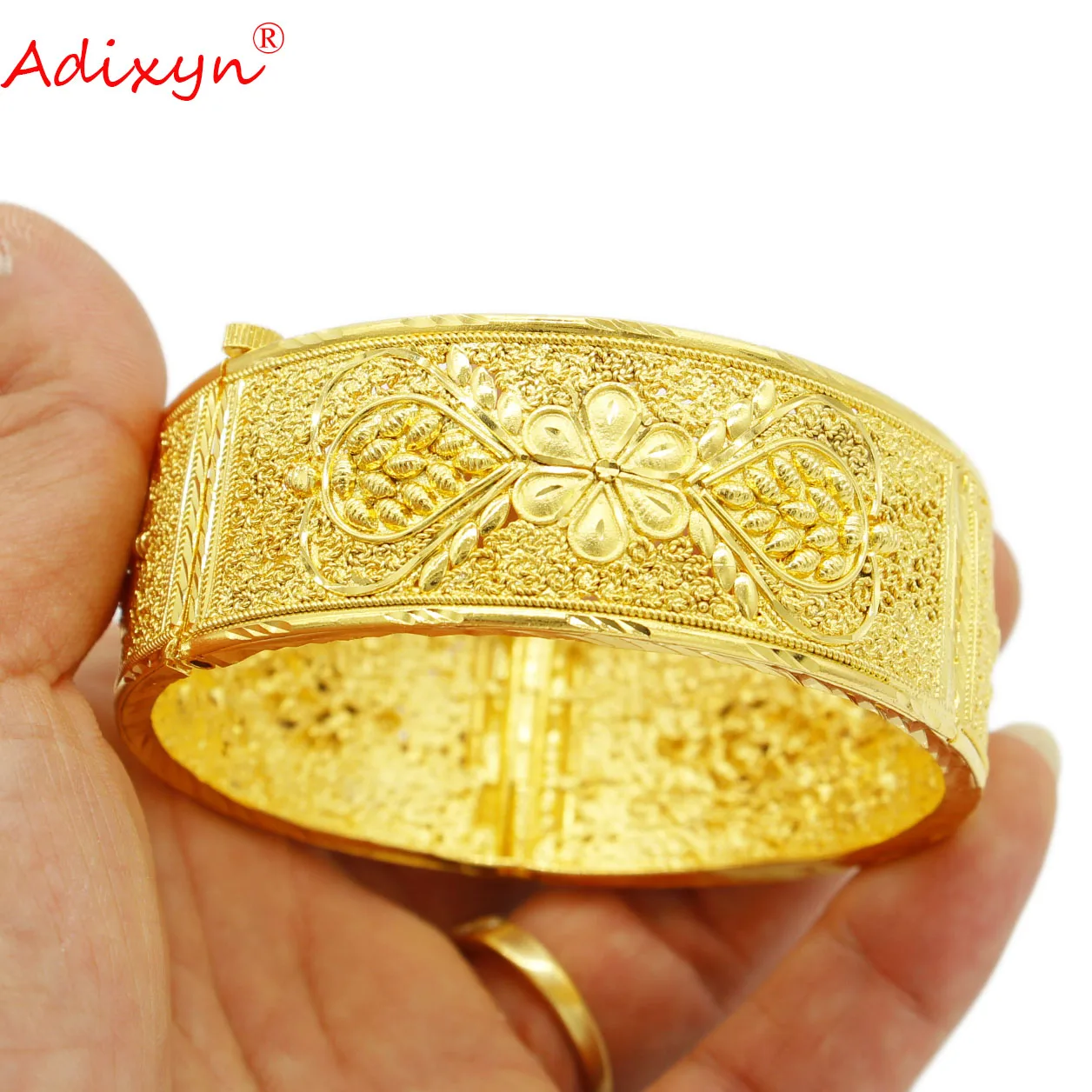 Adixyn (can open)Indian Jewelry Bangles for Women Men 24k Gold Color Bracelets on hand Arab Nigeria Wedding Party Items N022233