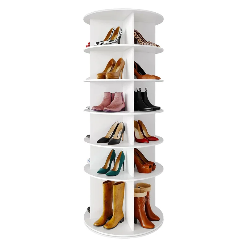Custom Space Saving Rotating Shoe Rack Modern Wholesale Tall Large 360 Storage Wooden Shoe Rack