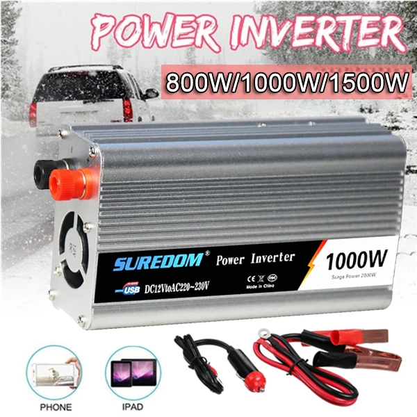 

800/1000/1500W Solar Power Inverter DC 12V To AC 110V/220V Car Power Converter Inverter