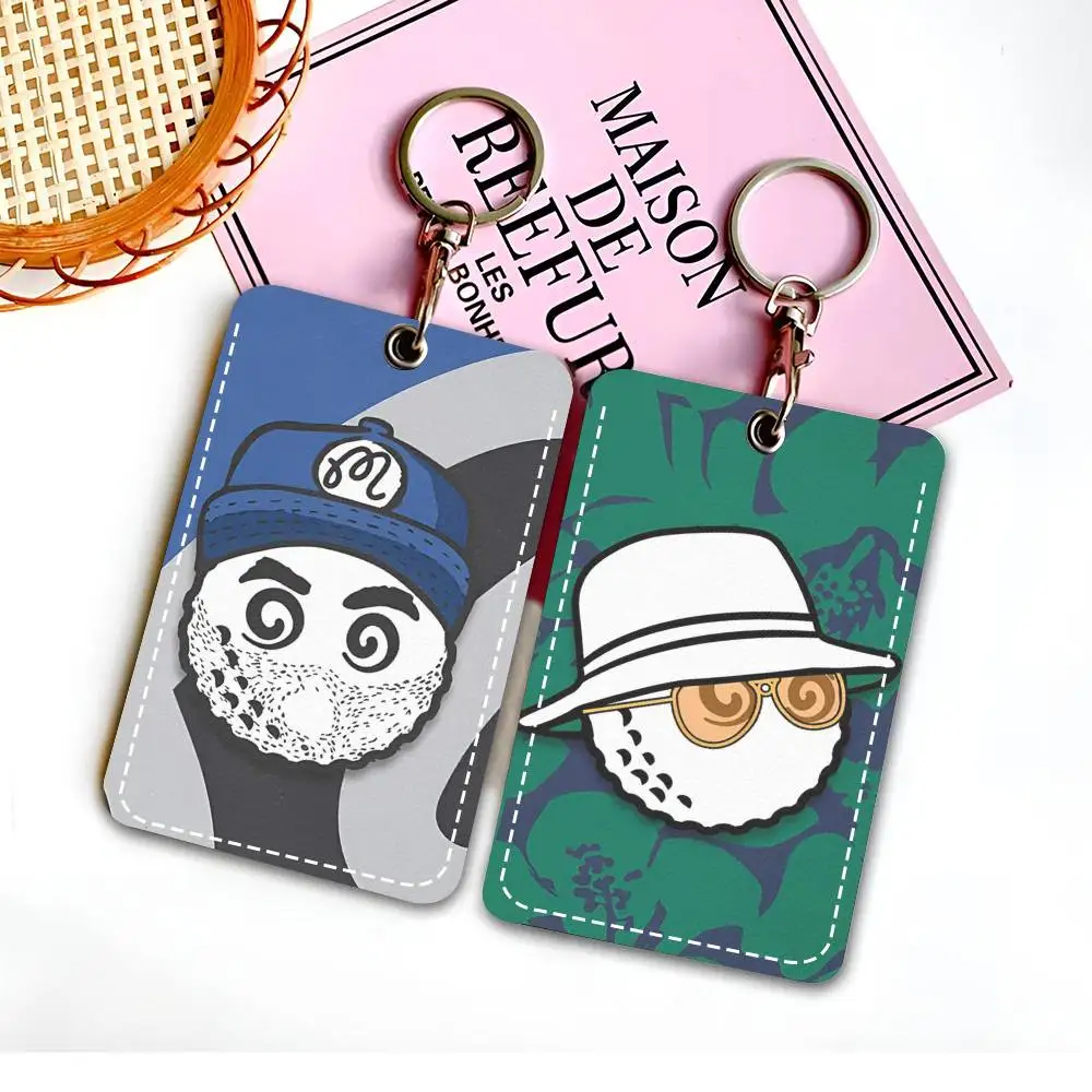 L-Leisure M-Malbones  Quality Print PU Leather Card Holder Keychain Key Ring Door Lock Access Tags ID Card Case Keychain Card