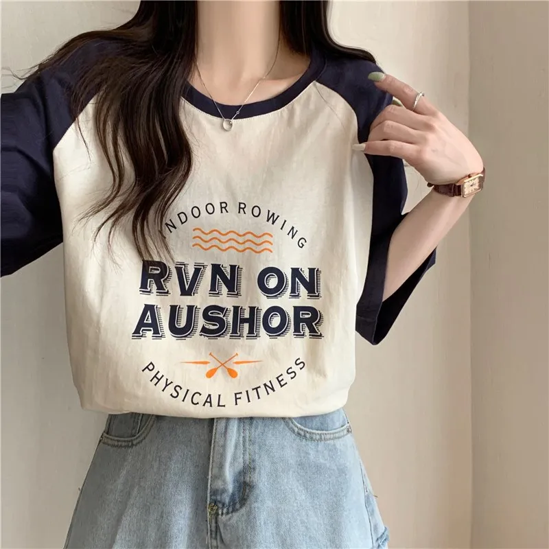 Large Size Women's Summer Cotton T-irt Relaxed oulder Cutouts Print ort Sve Casual Comfortable Fit Tee