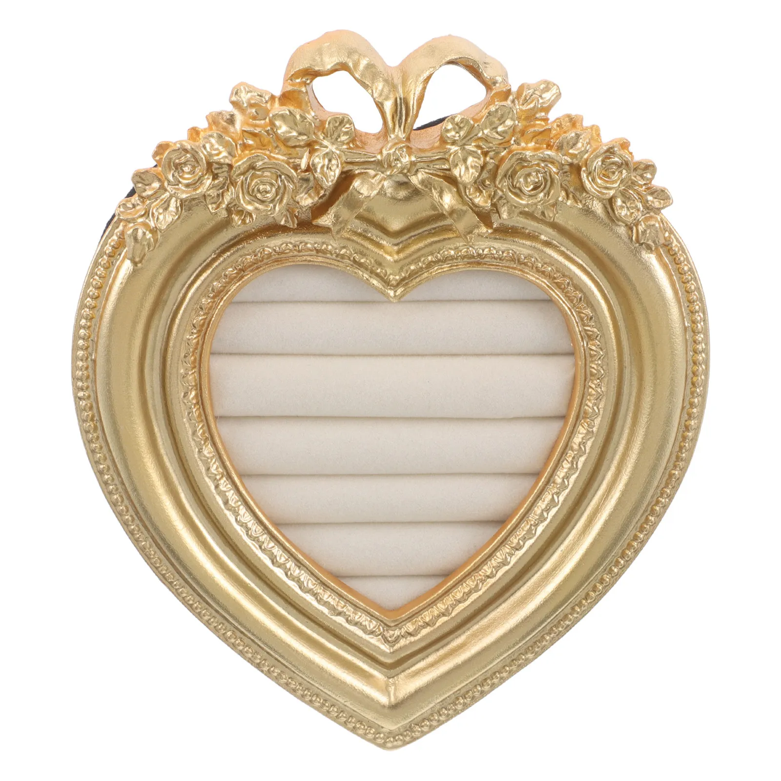 

Винтажный поднос-органайзер для ювелирных украшений из смолы: подставка для колец и серег в форме сердца, реквизит для свадебных фотосессий, 5.5x3.6 дюйма