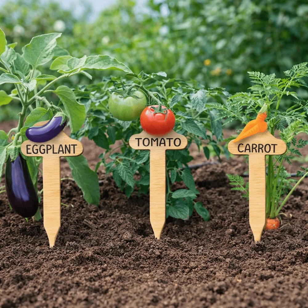 

15 шт. забавных деревянных маркеров для растений, многоразовые этикетки для овощей и цветов с рисунками, Т-образные бирки для сада
