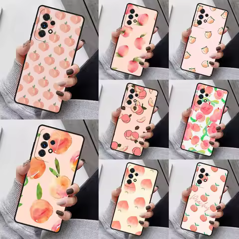 Peaches Aesthetic Phone Case For Samsung Galaxy S23 S21 S20 FE S24 S22 Ultra Note20 S10 S9 S8 Plus A40 A52 A12 A13 A53