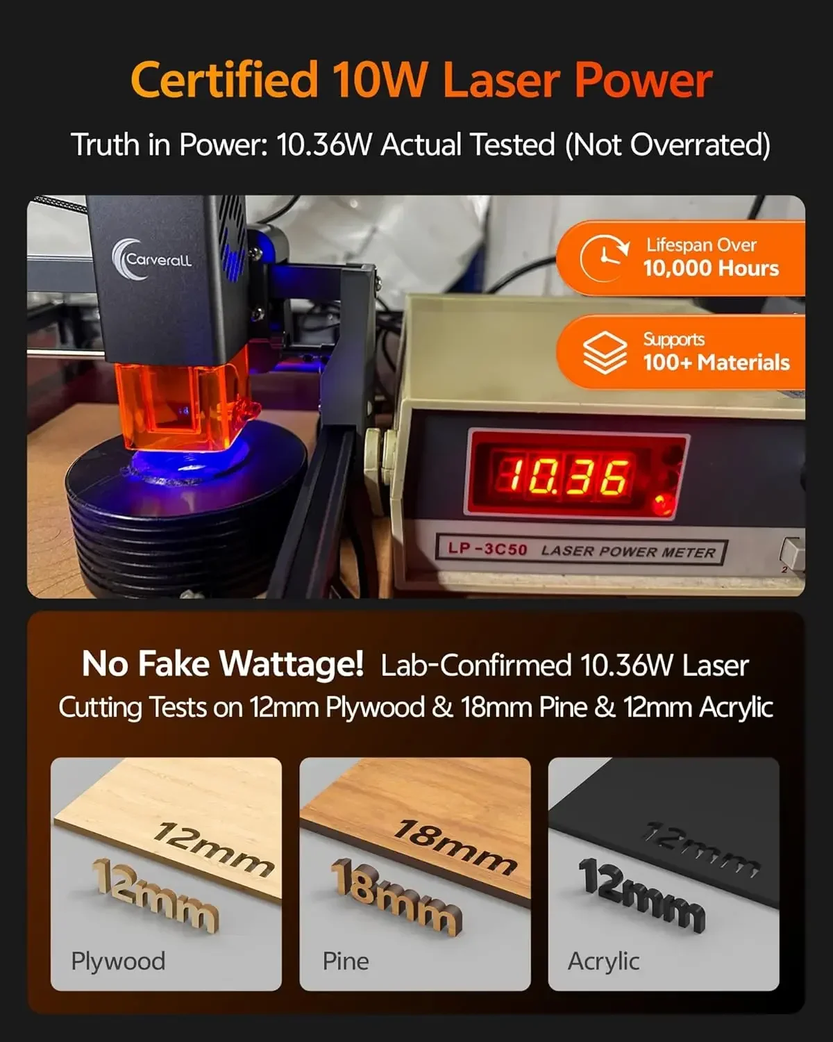 Laser Engraver 10W Laser Engraving Machine for Wood Metal Acrylic Glass Stone, Powerful DIY CNC Portable Laser Cutter 7.9" x 11. view 4