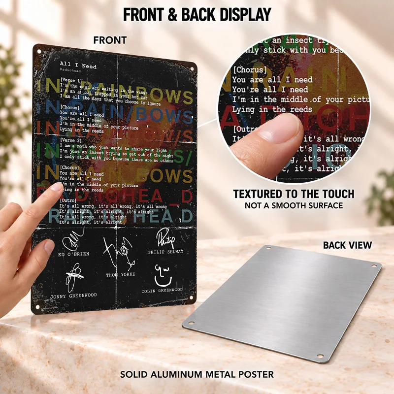 Radiohead Textured Metal Posters Retro Album Inspired Portrait Man Cave Wall Art Personalized Aluminum Sign Gift For Rock Fans