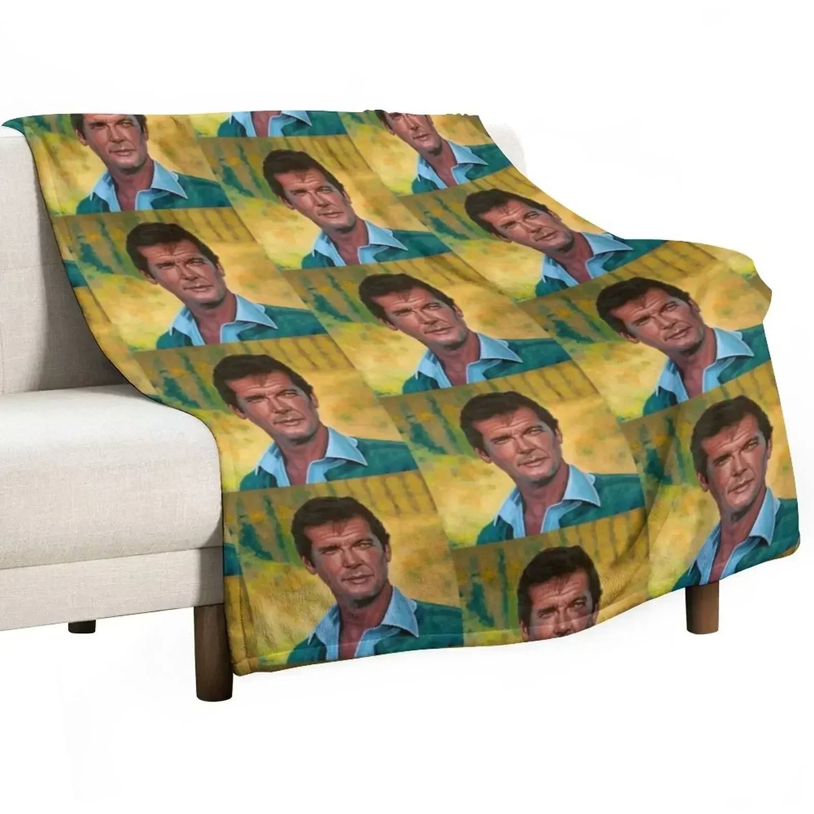 

Roger Moore Painting Throw Blanket No Pilling Soft Warm Blanket for Bed