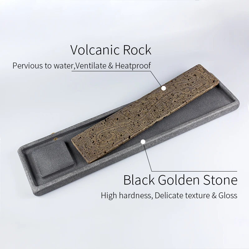 Stone Tea Tray KungFu Teaware Drain Separable Rectangular Natural Volcanic Rock Water Outlet Home Decoration Table Office Decor