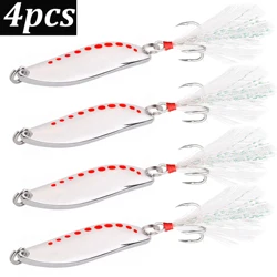 4pcs/lot 2.5/3.5/5/7.5/10/15/20/25g Gold Silver Metal VIB Lures Hook Spoon Lure Fishing Bait Bass Artificial Leaf Hard Baits