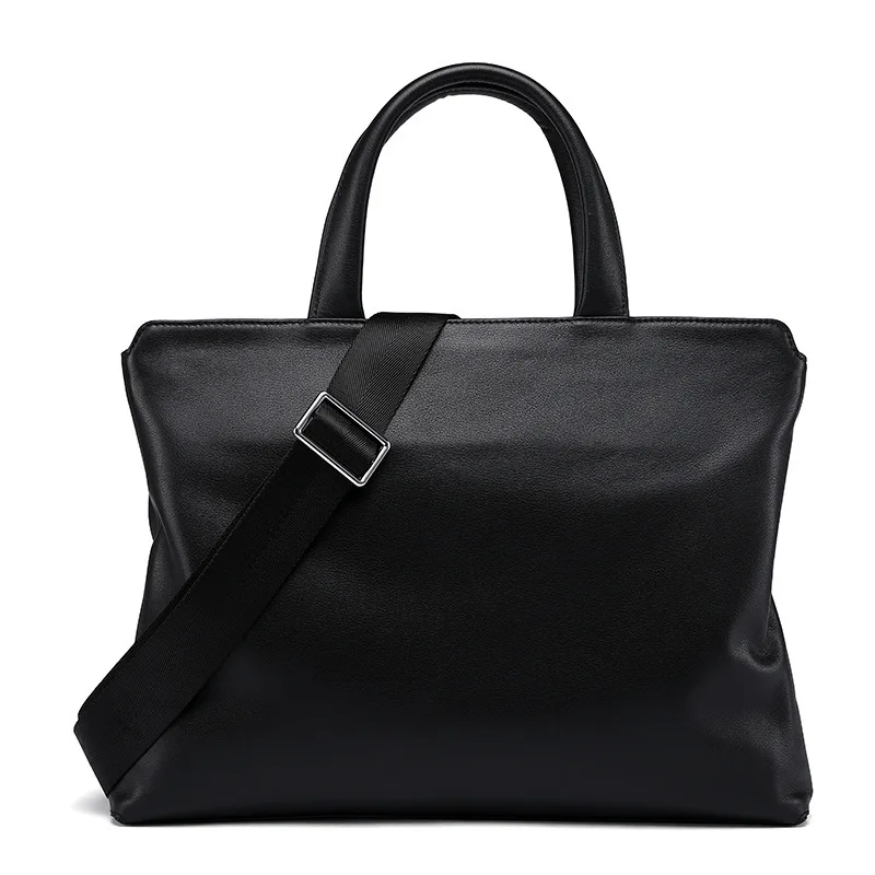 Borsa da uomo in vera pelle di grande capacità, valigetta versatile casual, borsa per laptop in pelle bovina con strato superiore