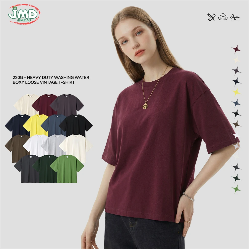 JMD New Macaron Solid Casual Boxyfit T-shirt 220gsm Antibacterial Cooling Quick-dry Crew Neck Short Sleeve T Shirts Tees QH0036