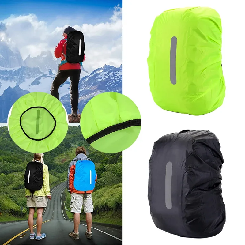 New Reflective Waterproof Backpack Rain Cover Outdoor Night Cycling Safety Light Rain Cover Wear Resistant Bag Camping Hiking