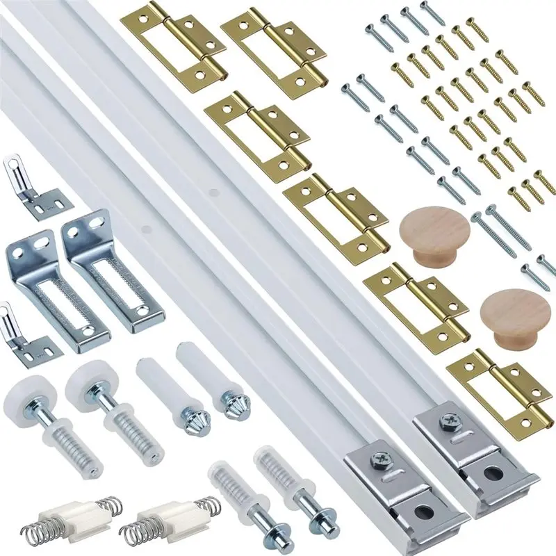 B23B Bi-Fold Bifold Door Hardware Kit, 2-Pack 24-Inch Bi-Folding Closet Door Track Set
