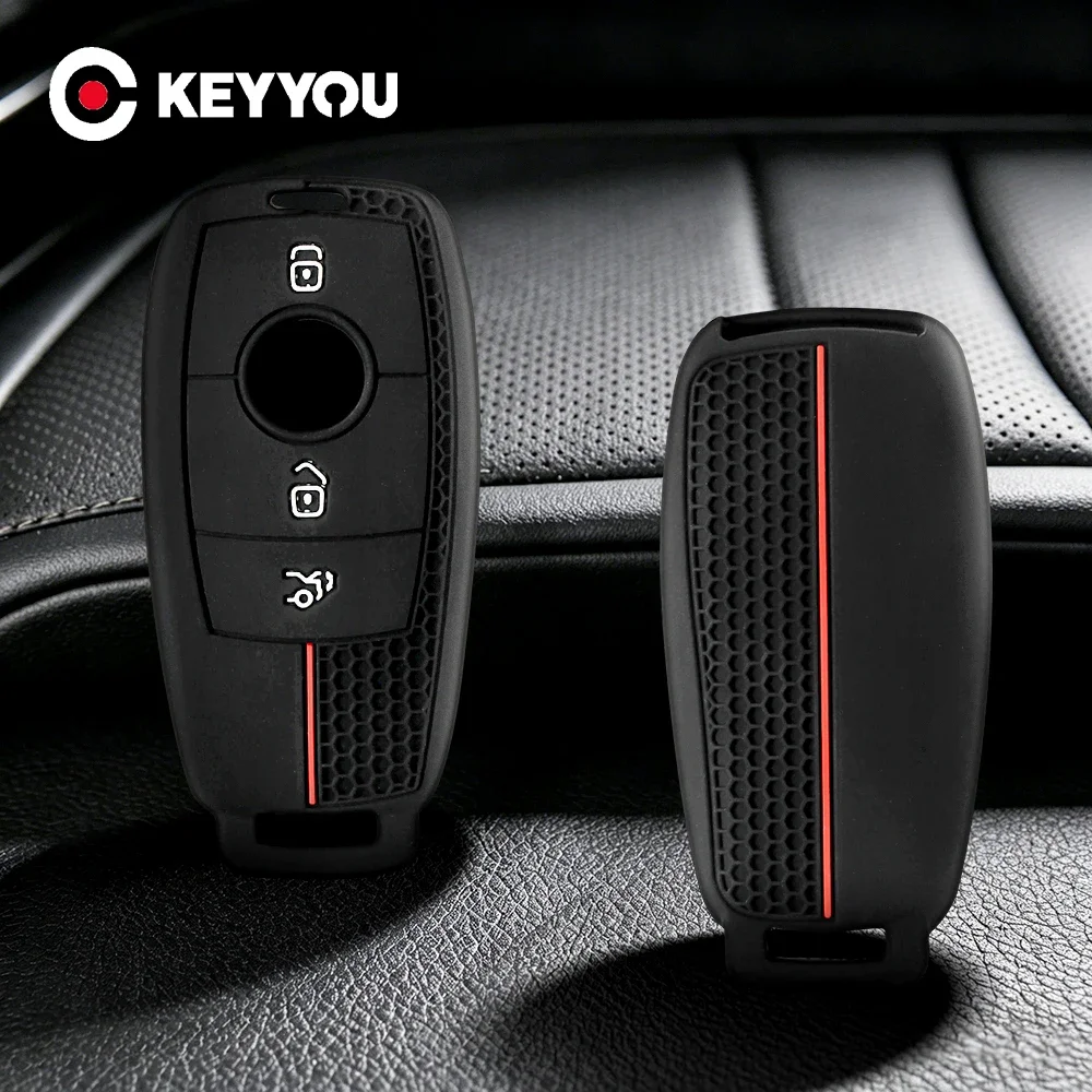 KEYYOU Silicone Car Key Protector Case Cover For Mercedes Benz A C E S G Class GLC CLE CLA GLB GLS W177 W205 W213 W222 X167 AMG