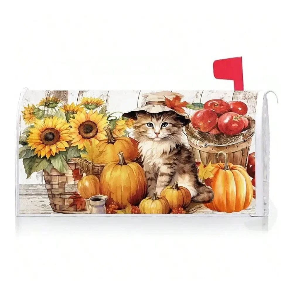 

Fall Harvest Sunflower Pumpkin Cute Mailbox Cover With Magnetic Strip Autumn Thanksgiving Mailbox Wraps Post Letter Box Cover S