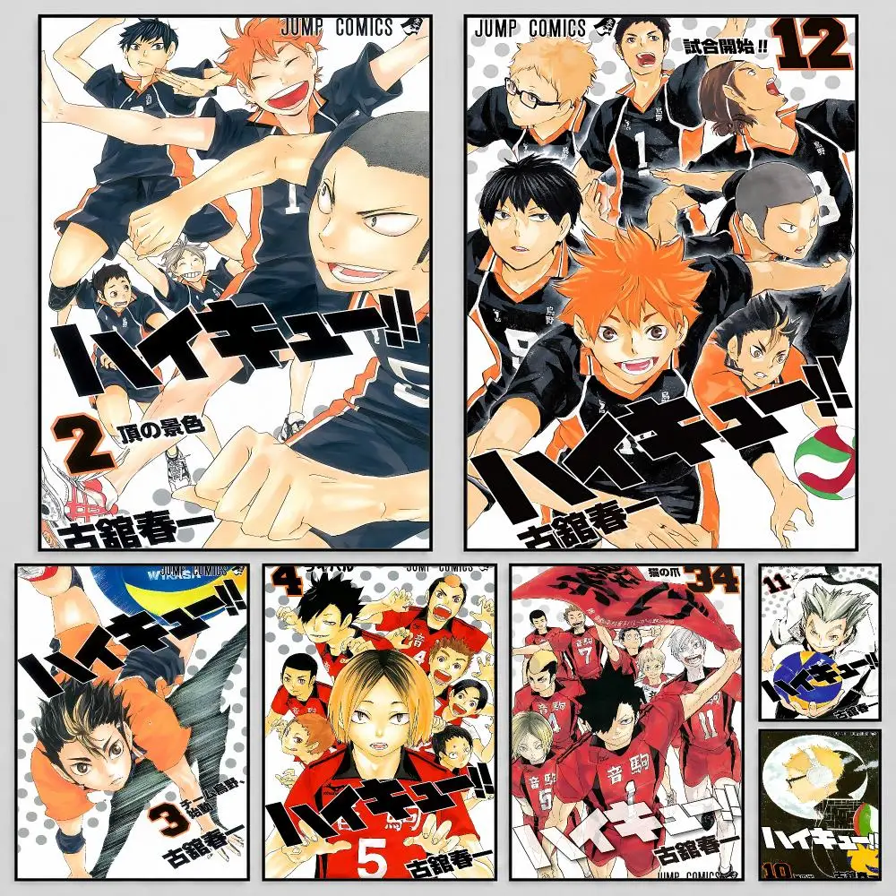 Anime Haikyuu Hinata Kageyama Poster Self Adhesive PP Wall Art HD Gaming Room Bedroom Living Room Decor Apartment Gift