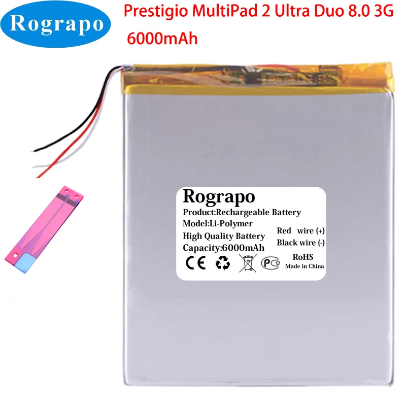 New 3.7V 6000mAh Tablet PC Battery For Prestigio MultiPad 2 Pro Duo 8.0 3G