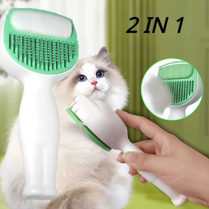 Cat Grooming Brush Pet Hair Removal Comb for Cat Dog Long Hair Short Hair Cleaning Comb 2 in 1 Cat Trimming Brush Pet Supplies