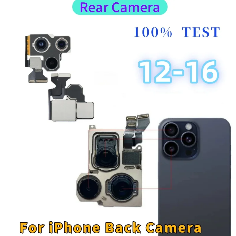 

Tested Rear Camera Flex Cable Main Camera Module For iPhone 12 13 14 15 16 Pro Max 14 15 Plus Rear Back Camera Parts Replacement