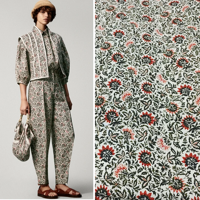 

New Arrival Linen Digital Printing Fabric Vaion Sle Retro Plant Sun Flower Clothing Material Eco Friendly Home Sponge Pad