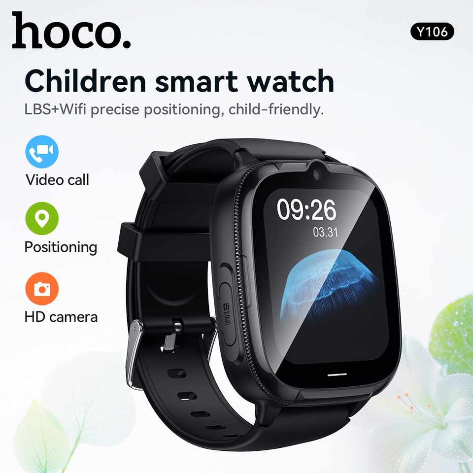 HOCO Y106 1.83ich LCD Touch Screen Children Smart Watch For Girl/Boy 4G SIM Card LBS Location Tracker 8W Camera Phone Call Watch