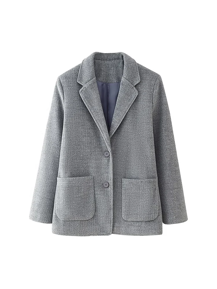 

2024 European and American style woolen suit autumn and winter new fashion woolen coat jacket for women