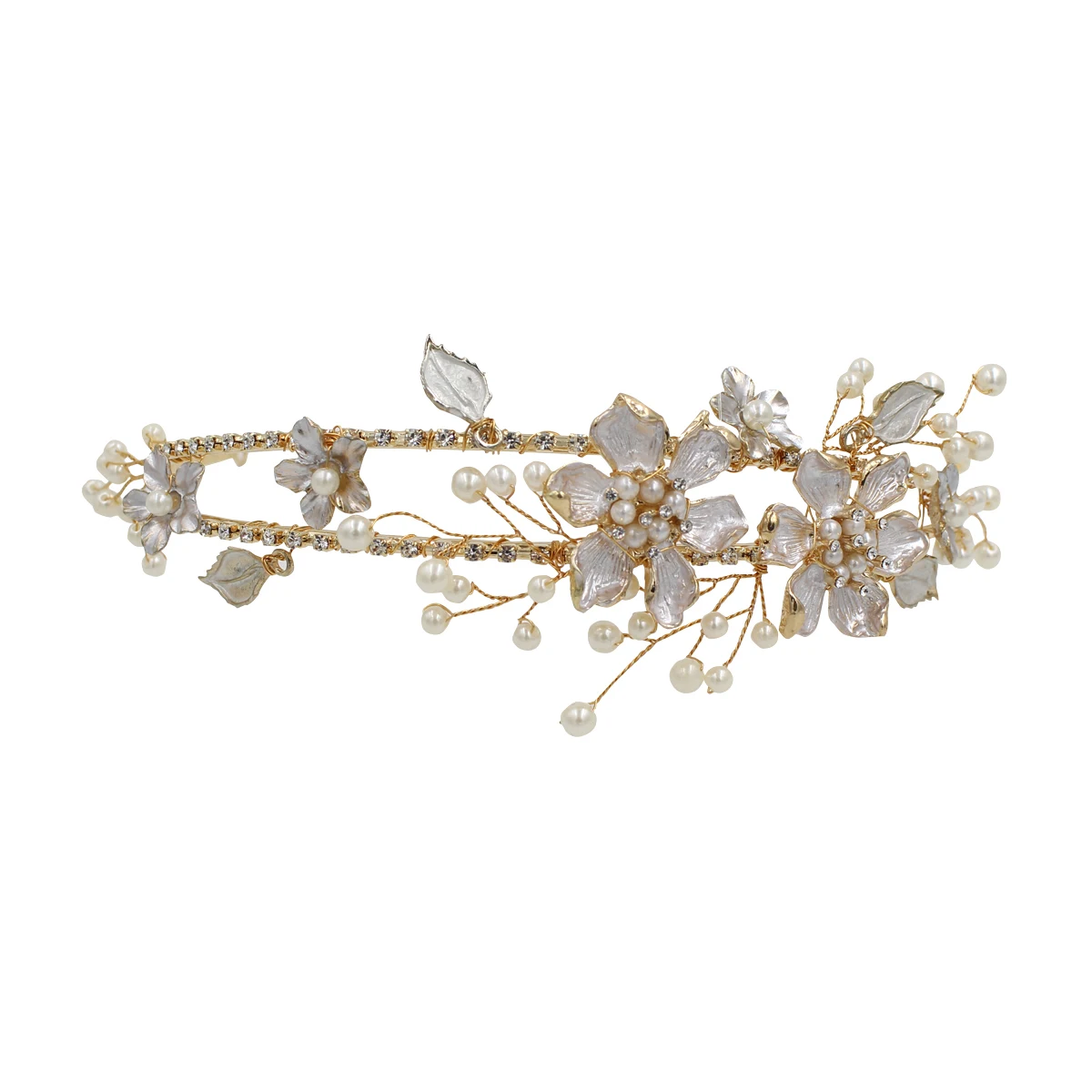 

Alloy Flower Bridal Tiara Wedding Crown Fairy Hair Accessories Golden Lightweight Elegant Eye-Catching Decoration For Party
