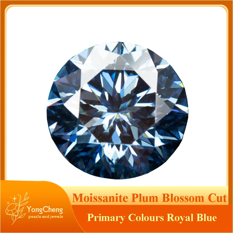 

Moissanite Stones Round Shape Special Plum Blossom Cut Primary Colours Royal Blue DIY Jewelry Making Materials GRA Certificate