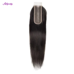 Alipretty-HD Lace Encerramento Cabelo Humano, Parte Média, Kim K Encerramento, Pré Arrancado com Invisible Brasileiro, Venda Natural, 2x6, Original