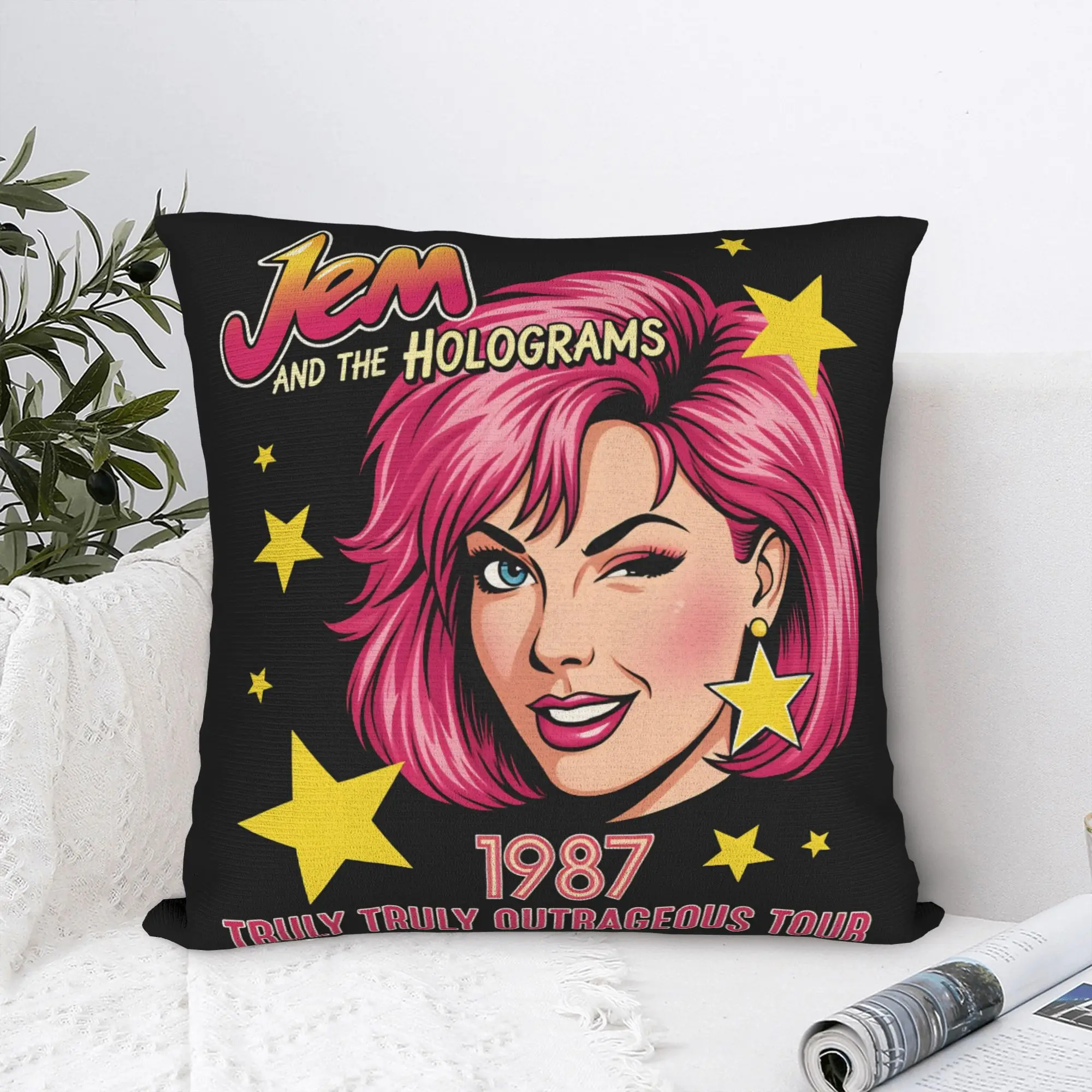 Kpop Jem and the Holograms Pillow Case  Square Pillow Cover Vintage Pillowcases For Living Room Bed Chair