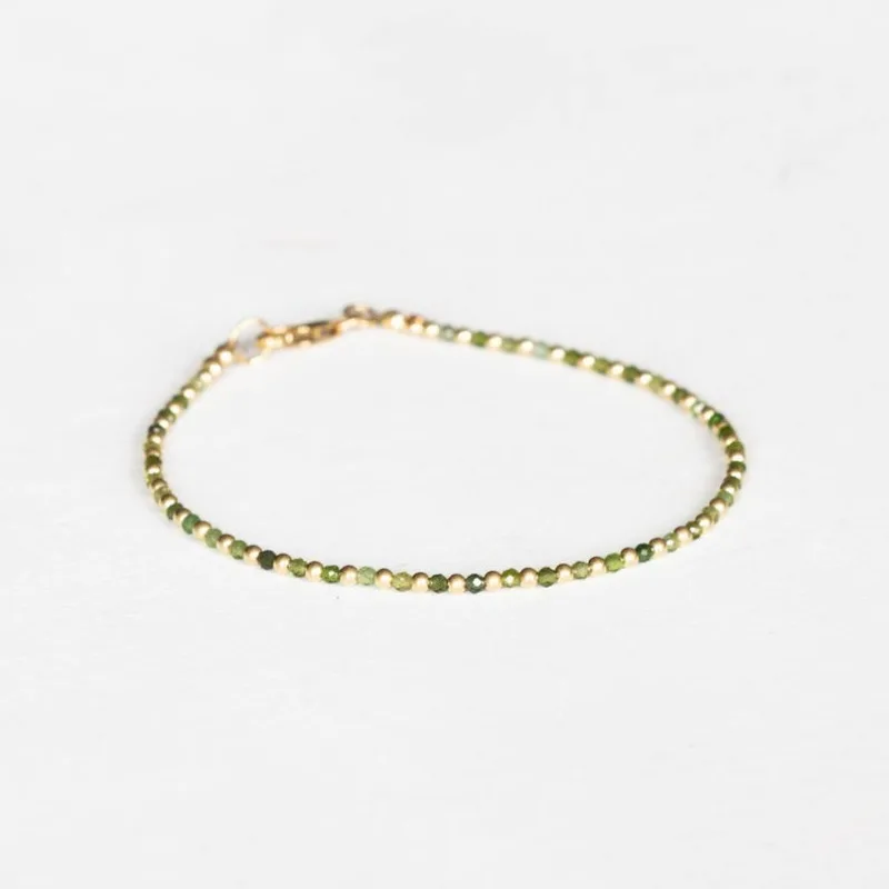 Green tourmaline bracelet, ultra-exquisite beaded October birthstone jewelry
