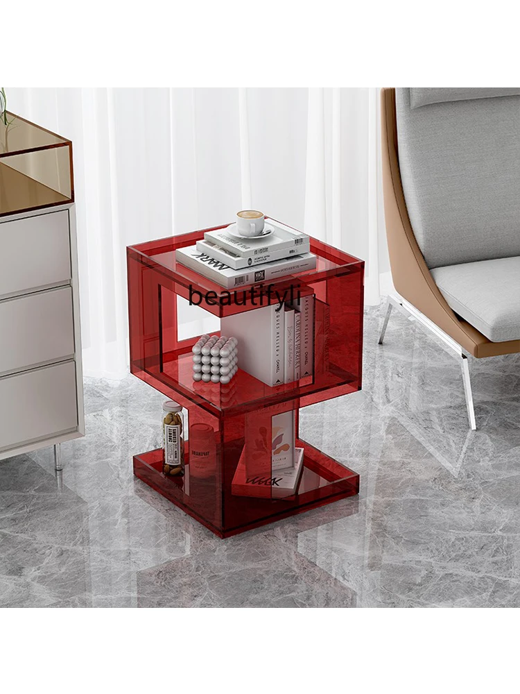 Acrylic Sofa Side Table Corner Table Living Room Coffee Table Storage Rack Bedroom Storage Shelves Bedside